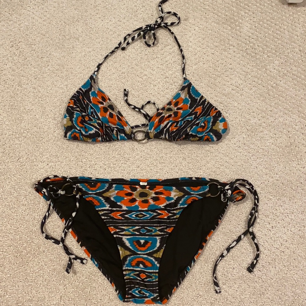 Ikat print side tie bikini